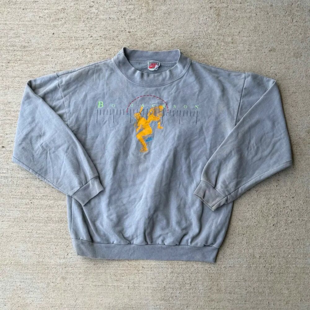 Vintage 90s Nike Grey Tag Bo Jackson Bo Knows Multi Sport Crewneck Youth L